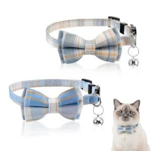 Cute Bow Tie Cat Collar 2 Pack Plaid